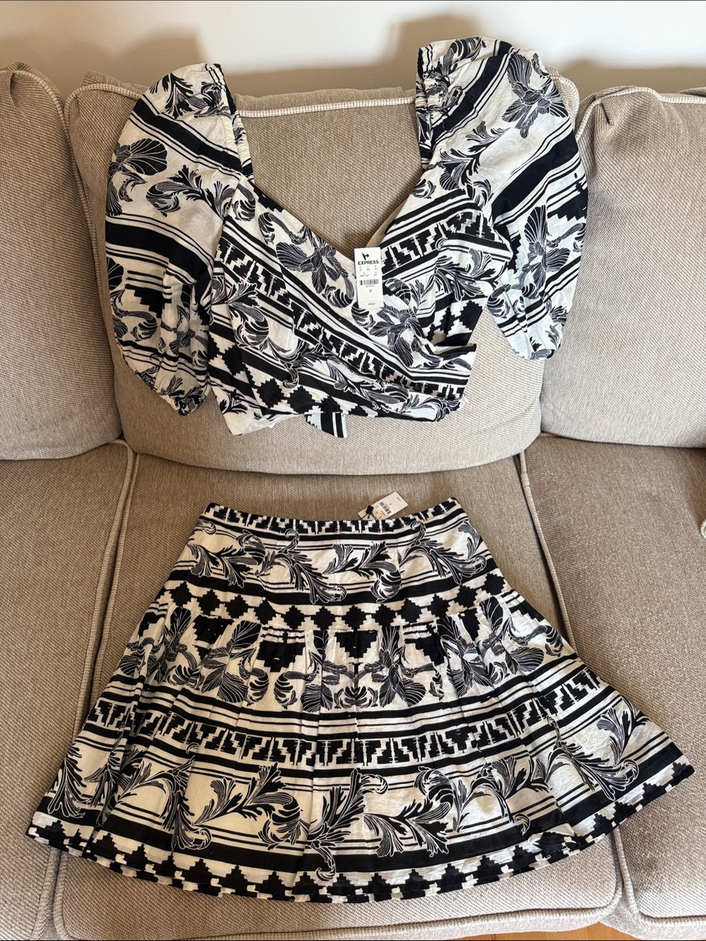 Express Black & White Printed Two-Piece Set